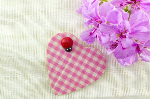 Linda forma de corazón con flores rosadas — Foto de Stock