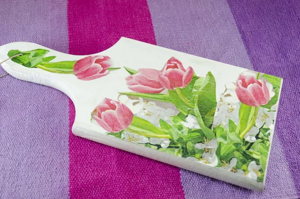 Decoupage decorated try — Stock Photo, Image