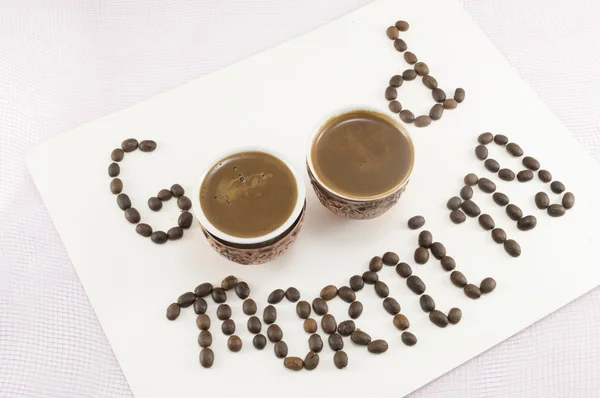 Zwei Tassen Kaffee bilden Note — Stockfoto