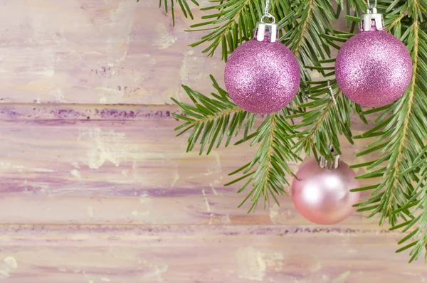 Fête de Noël fond avec des ornements et sapin — Photo