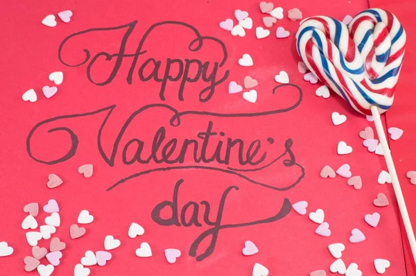 Handwritten Valentines card and a lollipop — Stock Photo, Image