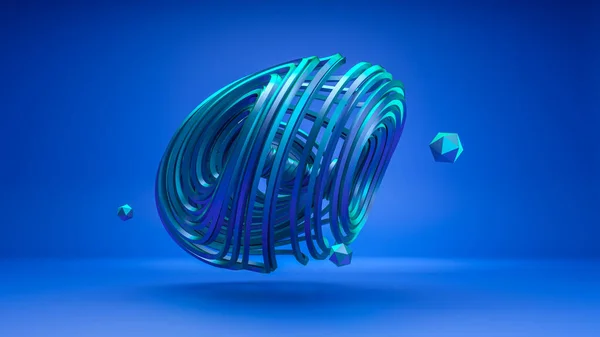 Abstract 3d rendered illustration. Parametric object on blue background for presentations, graphic design. 3D illustration. 3D rendering.