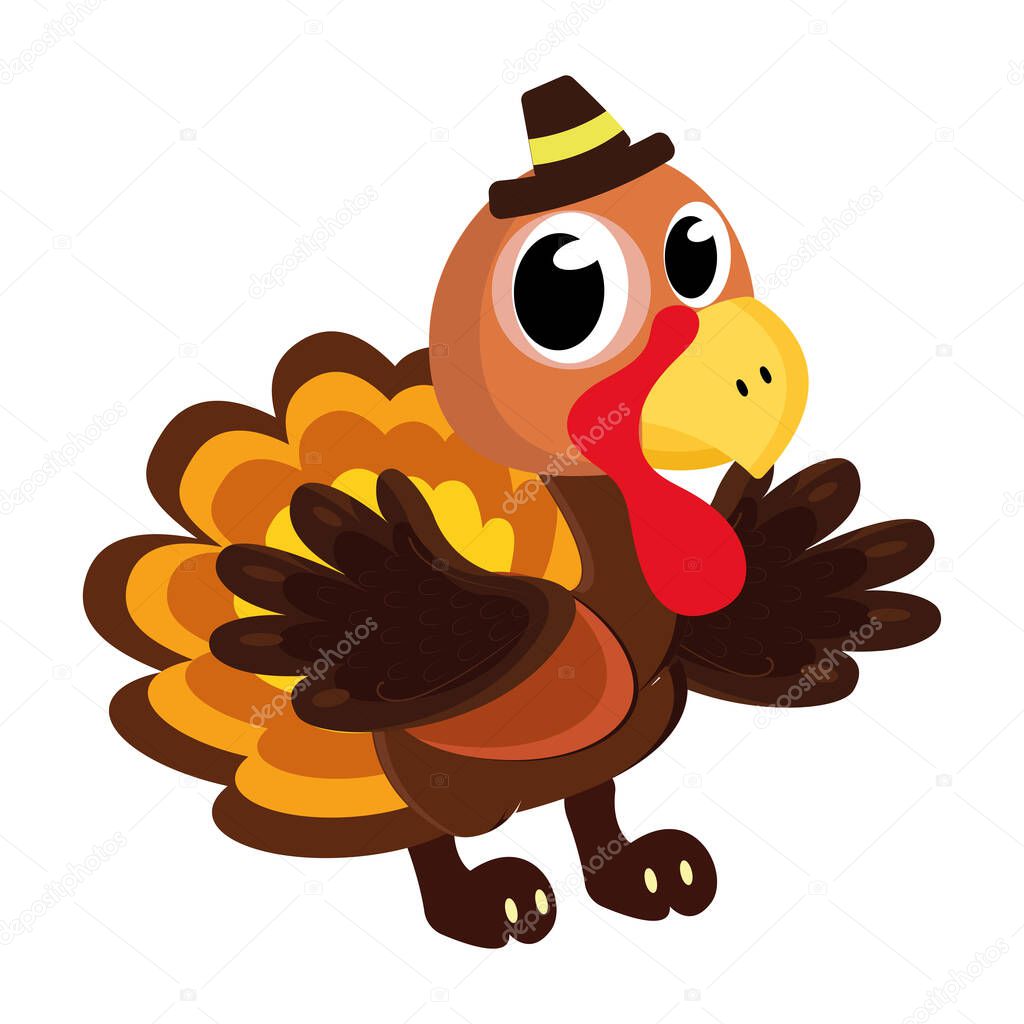 Cartoon of a turkey kawaii