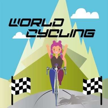 Bisiklet süren bir kadın karikatürü