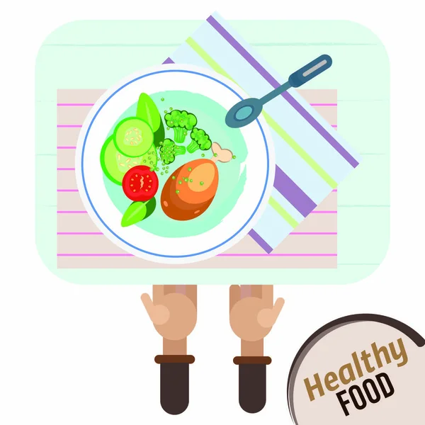 Plato de pollo con verduras — Vector de stock