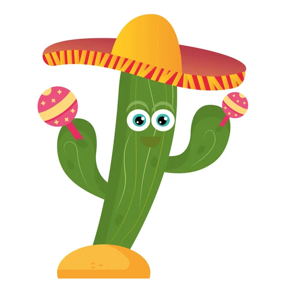 Boldog kaktusz rajzfilm — Stock Vector