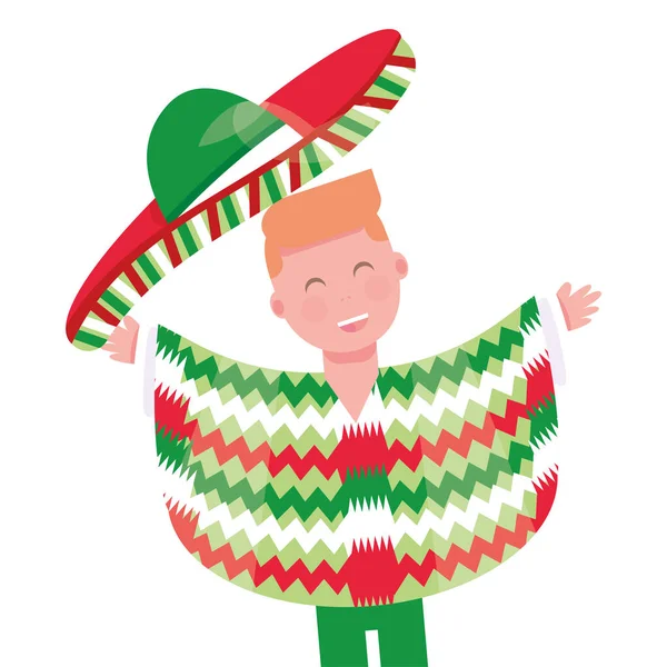 Hombre mexicano con un poncho — Archivo Imágenes Vectoriales