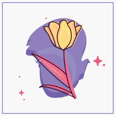 Renkli bir çiçeğin izole edilmiş çizimi.