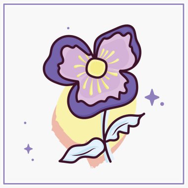 Renkli bir çiçeğin izole edilmiş çizimi.