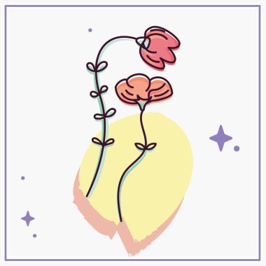 Renkli bir çiçeğin izole edilmiş çizimi.