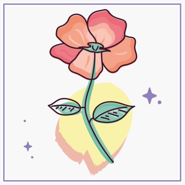 Renkli bir çiçeğin izole edilmiş çizimi.