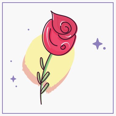 Renkli bir çiçeğin izole edilmiş çizimi.