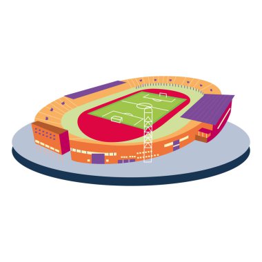 İzole edilmiş 3D renkli futbol stadyumu.