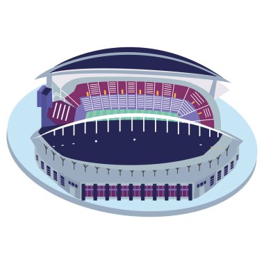 İzole edilmiş 3D renkli futbol stadyumu.