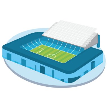 İzole edilmiş 3D renkli futbol stadyumu.