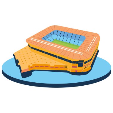 İzole edilmiş 3D renkli futbol stadyumu.