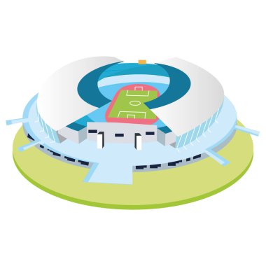 İzole edilmiş 3D renkli futbol stadyumu.