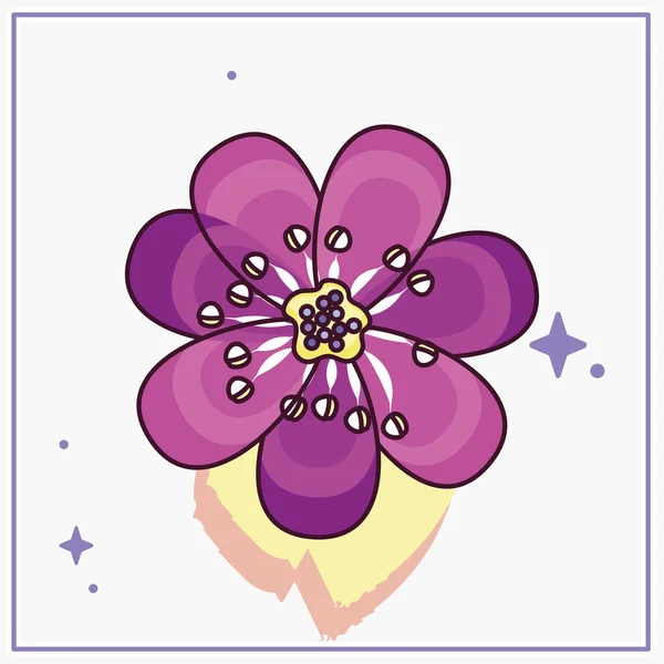 Изолированный эскиз цветного цветка — стоковый вектор