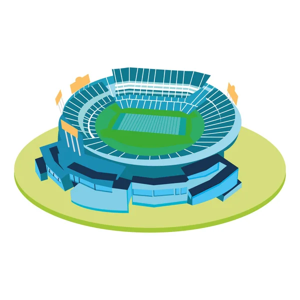 İzole edilmiş 3D renkli futbol stadyumu.