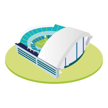 İzole edilmiş 3D renkli futbol stadyumu.