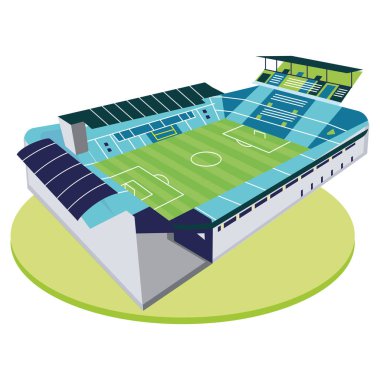 İzole edilmiş 3D renkli futbol stadyumu.