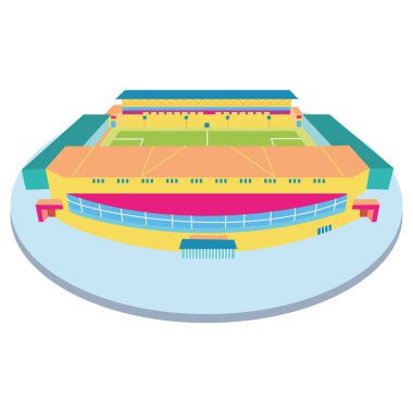 İzole edilmiş 3D renkli futbol stadyumu.