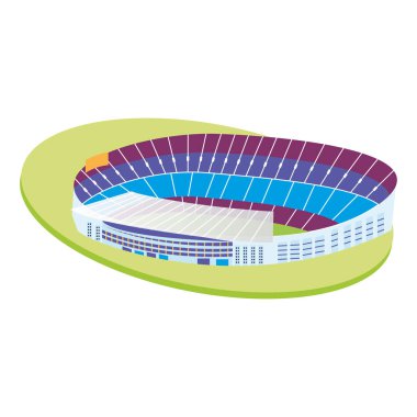 İzole edilmiş 3D renkli futbol stadyumu.