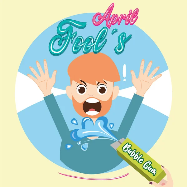 April fools poster Water jet joke — Stock Vector