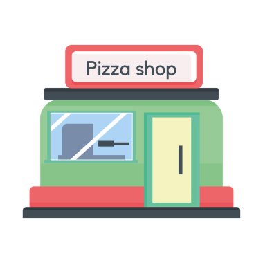 İzole edilmiş düz pizza dükkanı simgesi