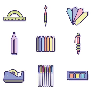 Farklı okul ikonları seti