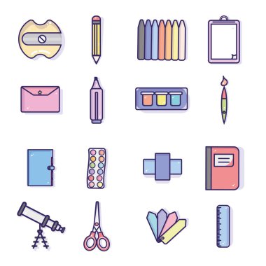 Farklı okul ikonları seti