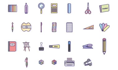 Farklı okul ikonları seti