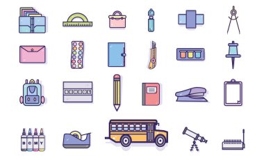 Farklı okul ikonları seti