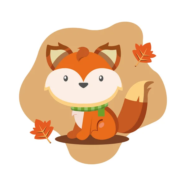 Kawaii cartoon of a little fox Autumn season — Stock Vector