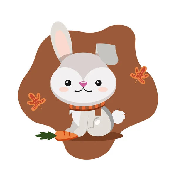 Kawaii dessin animé d'un lapin Saison d'automne — Image vectorielle