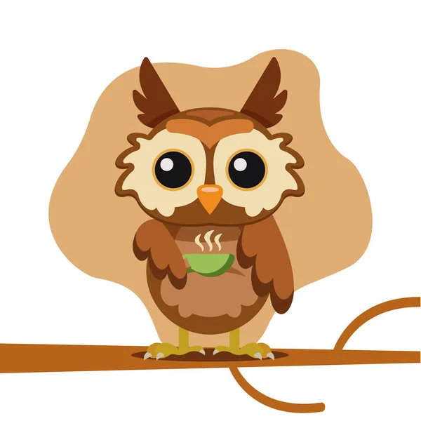 Kawaii cartoon of an owl Autumn season — Stock Vector