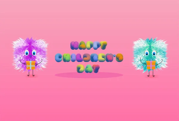 Gelukkige Kinderdag Belettering Voor Kaart Gefeliciteerd Met Children Day Design — Stockvector