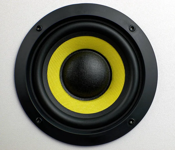 Altavoces Audio Subwoofer Subwoofer Membrana Dinámica Altavoz Sonido Subwoofer Amarillo — Foto de Stock