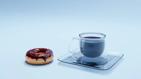 Donut Uma Chávena Café Caneca Café Moderna Donut Chocolate Renderização — Fotografia de Stock