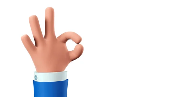 Cartoon Hand Shows Gesture Trendy Illustration Isolated White Background Hand — Stock Photo, Image