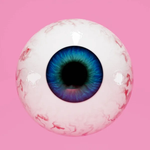 Eyeball Fundo Rosa Olho Humano Realista Render — Fotografia de Stock