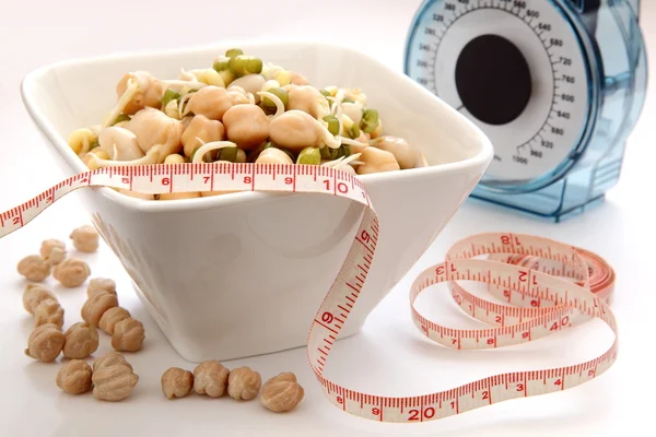 Healthy diet, germinated beans — Stock Photo, Image