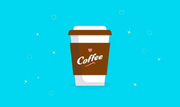 Afhaalkoffie Vector Illustratie Een Wegwerp Kopje Verse Koffie Met Tekst — Stockvector