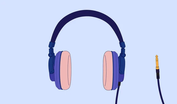 Headphones Vector Illustration Realistic Illustrated Headphones Blue Background — Stock Vector