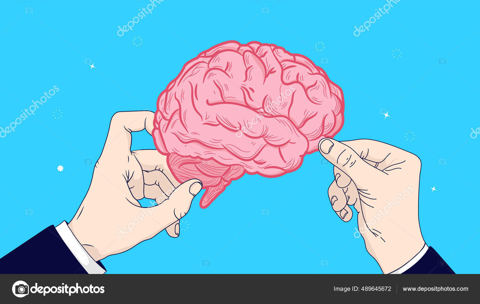 Pick Your Brain Two Hands Picking Someones Brain Metaphor Learn Stock