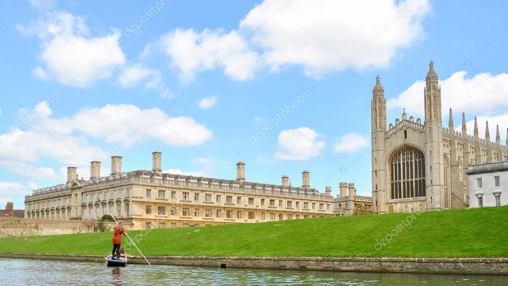 College's buildings in Cambridge (UK) seen from the river Cam