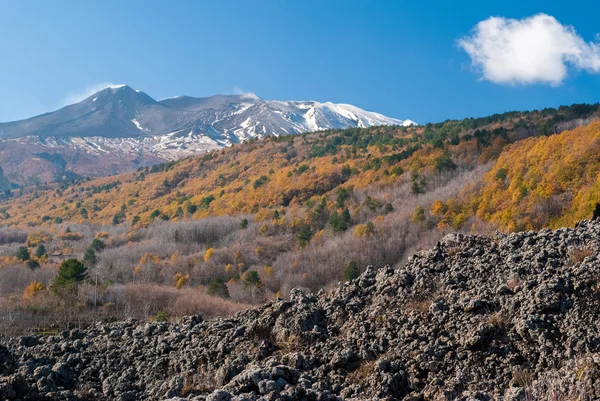 El flanco noreste del volcán Etna a finales de otoño — Foto de Stock