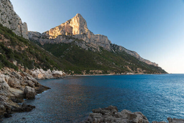 Coastline near Santa Maria Navarrese with Punta Giradili in the background (Sardinia, Italy)