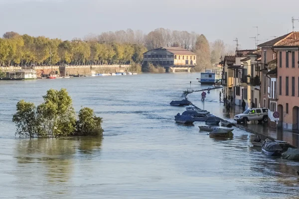 Inundación del río Ticino en Pavía — Foto de Stock