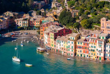 Portofino Körfezi 'nin havadan görünüşü